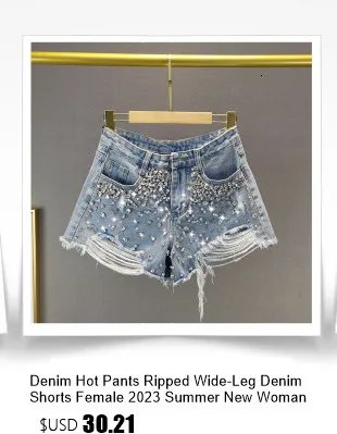 High Waist Tassel Broken Denim Shorts Women Summer Korean Version Raw Edge Wide Leg Loose Plus Size Jean Shorts Female