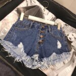 High Waist Tassel Broken Denim Shorts Women Summer Korean Version Raw Edge Wide Leg Loose Plus Size Jean Shorts Female - Image 2