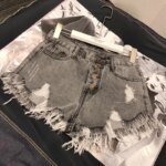 High Waist Tassel Broken Denim Shorts Women Summer Korean Version Raw Edge Wide Leg Loose Plus Size Jean Shorts Female - Image 5