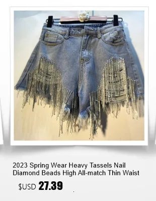 High Waist Tassel Broken Denim Shorts Women Summer Korean Version Raw Edge Wide Leg Loose Plus Size Jean Shorts Female