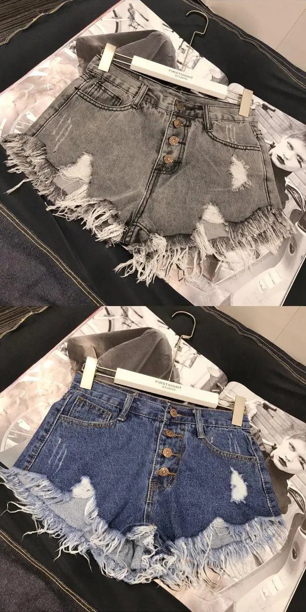 High Waist Tassel Broken Denim Shorts Women Summer Korean Version Raw Edge Wide Leg Loose Plus Size Jean Shorts Female