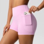 Women Sports Short With PocketedYoga Legging Shorts Squat Proof High Waist Fitness Tight Shorts Quick Drying Cycling Workout Gym - Image 4