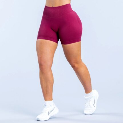 Impact Women's Tight-Fit Yoga Shorts - High Stretch Seamless Scrunch Bum, Low Ribbed Waist Gym Workout Running Sports Shorts