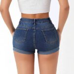 Women Summer Denim Shorts High Waist Stretch Ripped Hole Skinny Pockets Jeans Short Pants - Image 4
