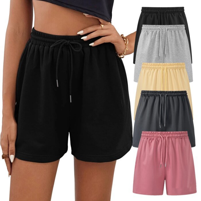 XUANSHOW Summer Women Shorts Sportswear Lacing Bottoms Solid Color Elastic Pockets Casual High Waisted Women Loose Short - Image 1
