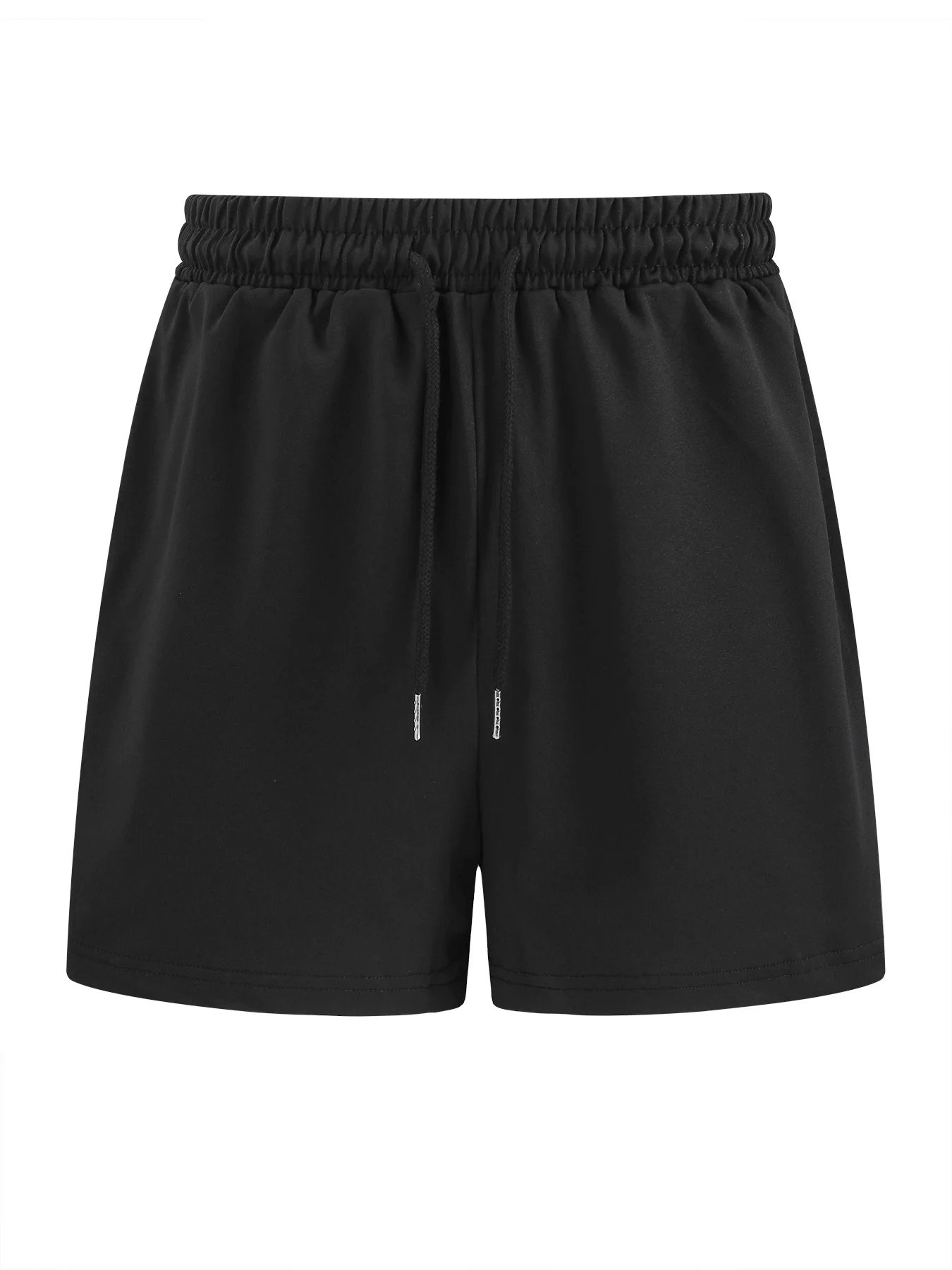 XUANSHOW Summer Women Shorts Sportswear Lacing Bottoms Solid Color Elastic Pockets Casual High Waisted Women Loose Short