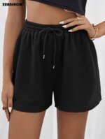 XUANSHOW Summer Women Shorts Sportswear Lacing Bottoms Solid Color Elastic Pockets Casual High Waisted Women Loose Short - Image 2