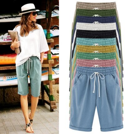 Summer Casual Pants Women Five-point Thin Pants Loose Women Pants
