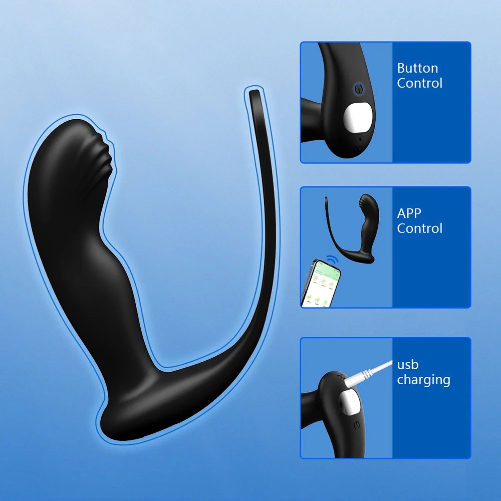 Male Dildo Prostate Massager Bluetooth APP Vibrator for Men Gay Anal Plug Wireless Remote Butt Plug Adult Sex Toy for Couples