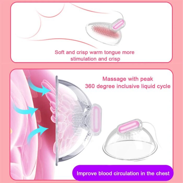 Breast​ Enlargement Vagina Vacuum Pump Cover Clitoris Sucker Women Nipple Stimulation Licking Vibrator Chest Masturbator Sex Toy - Image 5
