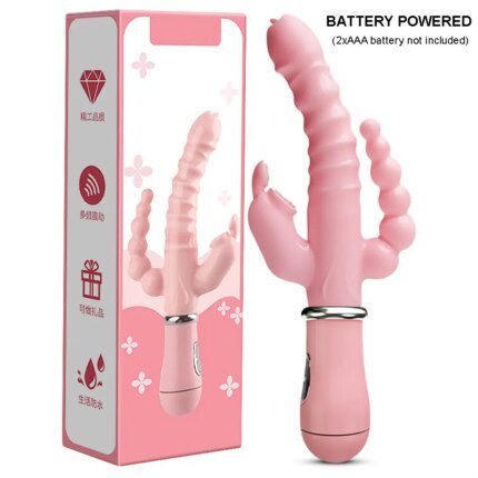3 In 1 Dildo Rabbit Vibrator Clitoris Stimulator Sex Toy G-Spot Rechargeable Anal Clit Vibrator Adult Sex Toys for Women Couples