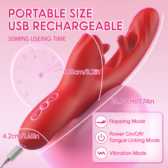 2 in 1 Tongue Thrusting Dildo Vibrator for Women 360 Rotating Clitoris Licking Flapping Adult Sex Toys Couple Female Masturbator - Image 6