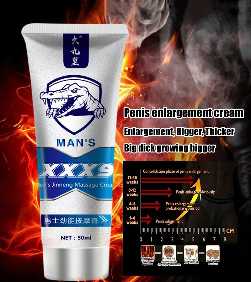 50ml Male Penis Enlargement Cream Pene Erection Aphrodisiac Essential Oil Sex Delay Dick Growth Thicken Massage Lubricant