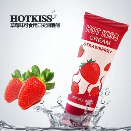 Hot Love Kiss edible fruit oil strawberry flavor cream 50ml body Lubricants all sex lube oral anal vaginal painted
