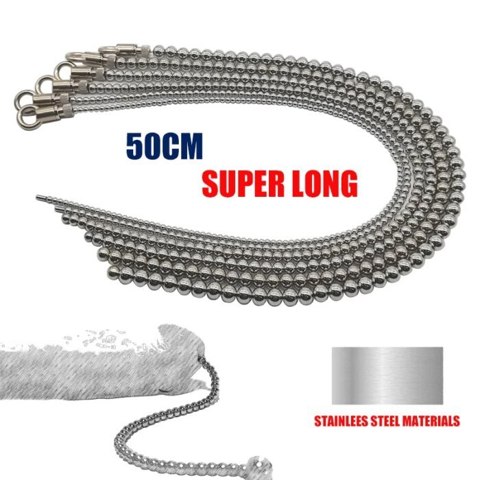 30/50cm Super Long Stainless Steel Urethral Catheter Dilator penis plug Insert Horse Eye Stimulation Sounds Beads Male Sex Toys - Image 1