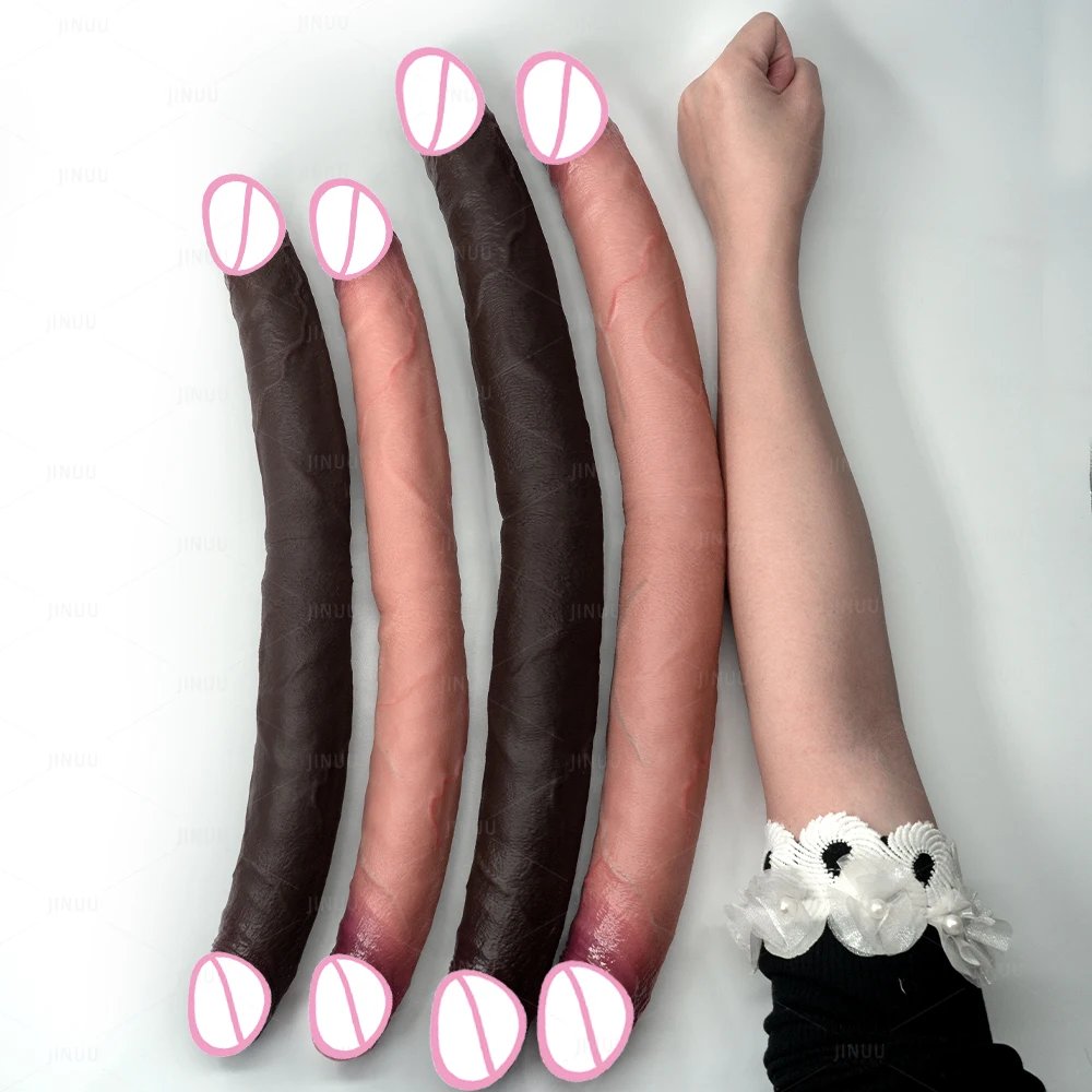 48.5cm Double Head Dildo Realistic Longer Penis Anal Vaginal Stimulator Liquid Silicone Sex Toys for Lesbian Couples Gay Men