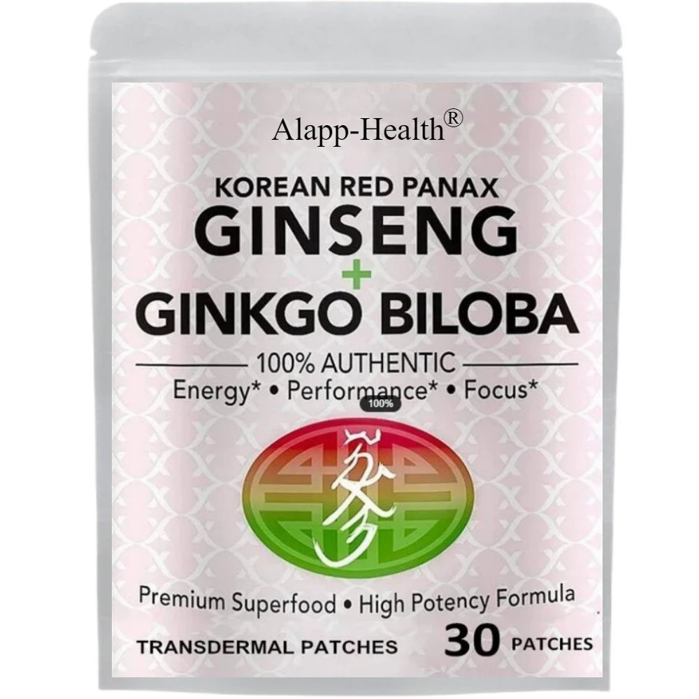30 Patches Korean Red Panax Ginseng Transdermal Patches With Ginkgo Biloba Energy, Performance For Men & Women 30 Patches Korean Red Panax Ginseng Transdermal Patches With Ginkgo Biloba Energy, Performance For Men & Women