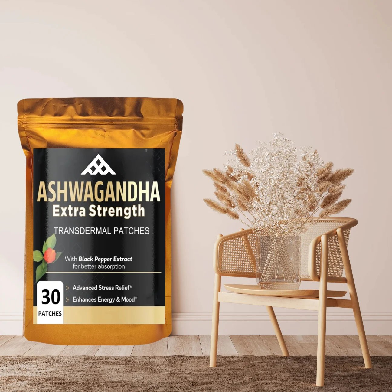 30 Patches Ashwagandha Transdermal Patches With Black Pepper Mood Support, Focus, Energy Support 30 Patches Ashwagandha Transdermal Patches With Black Pepper Mood Support, Focus, Energy Support
