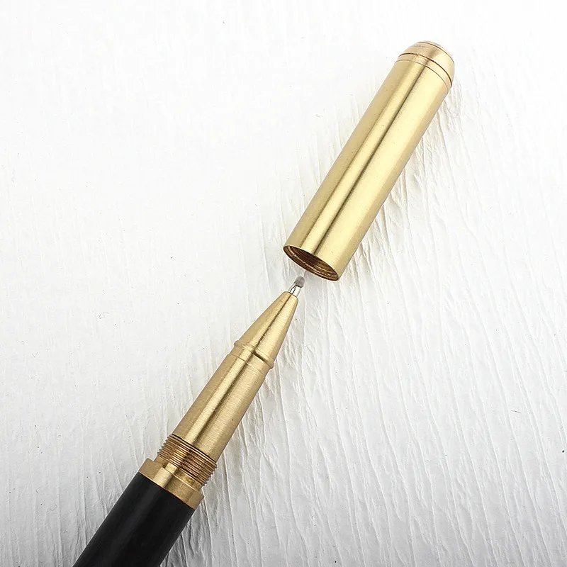 High Quality Brass Roller Ball Pen Ebony Wood Spin Stationery Office School Supplies Signature Ink Pens New