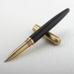 High Quality Brass Roller Ball Pen Ebony Wood Spin Stationery Office School Supplies Signature Ink Pens New - Image 6
