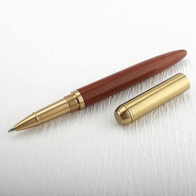 High Quality Brass Roller Ball Pen Ebony Wood Spin Stationery Office School Supplies Signature Ink Pens New