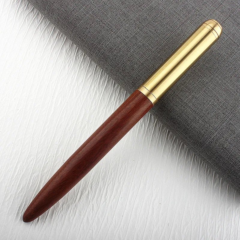 High Quality Brass Roller Ball Pen Ebony Wood Spin Stationery Office School Supplies Signature Ink Pens New