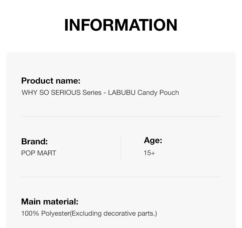 POP MART WHY SO SERIOUS Series - LABUBU Candy Pouch