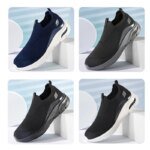 New Men's Woven Mesh Platform Casual Shoes Rubber Soft Sole Slip on Casual Sneakers Outdoor Leisure Hiking Running Shoes for Men - Image 5